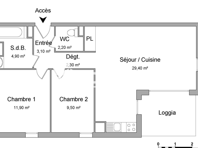Appartement 3 pièces (63.3 m²) à louer - Lormont (33310)