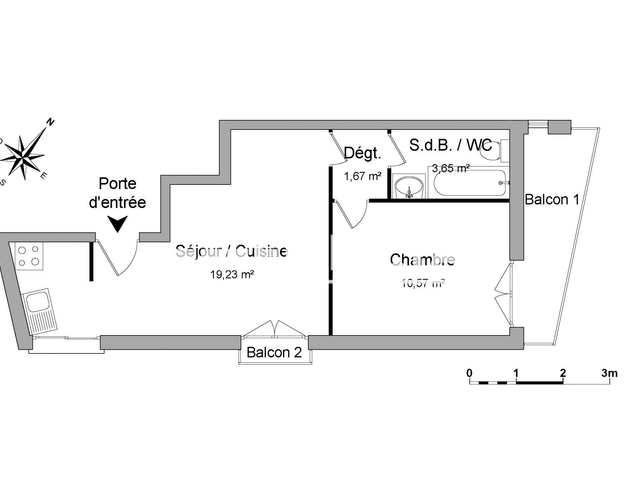 Appartement 2 pièces (35.12 m²) à louer - Nice (06000)