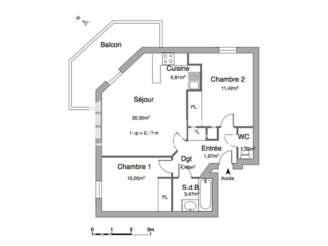 Appartement 3 pièces (53.57 m²) à louer - Auch (32000)