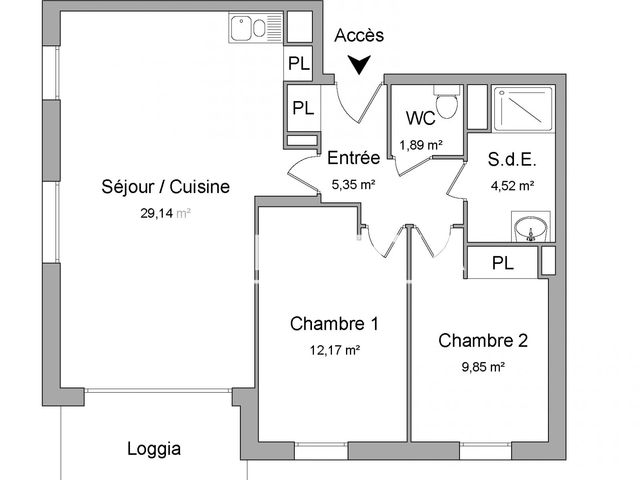Appartement 3 pièces (62.92 m²) à louer - Villenave D'ornon (33140)