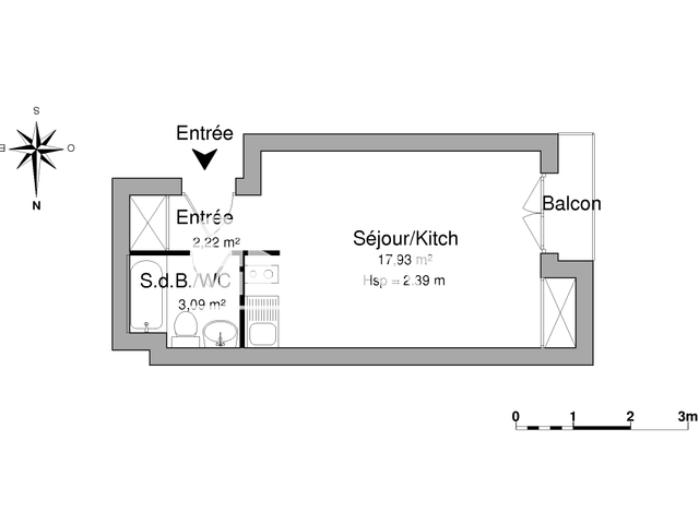 Studio (23.24 m²) à louer - Bordeaux (33000)