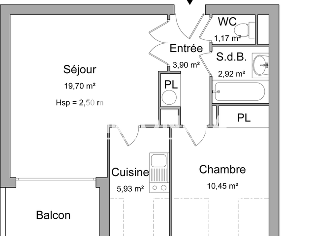 Appartement 2 pièces (44.07 m²) à louer - Begles (33130)