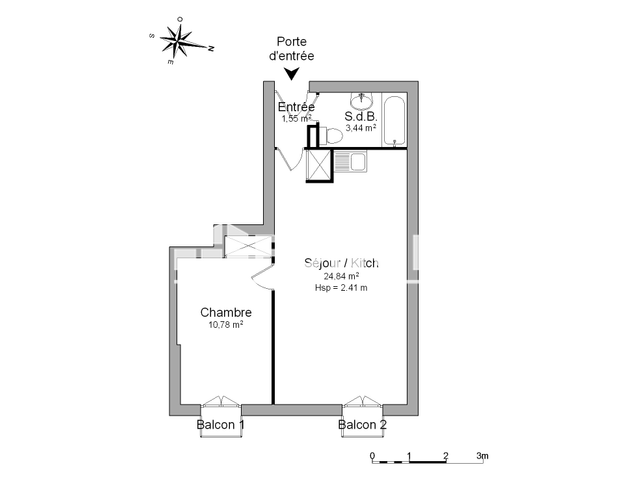 Appartement 2 pièces (40.61 m²) à louer - Toulouse 2ᵉ (31200)