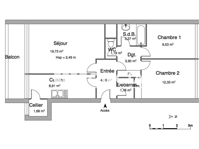Appartement 3 pièces (66.46 m²) à louer - Villeneuve St Georges (94190)