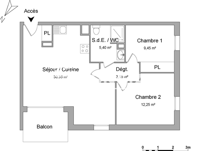 Appartement 3 pièces (60.6 m²) à louer - Cenon (33150)