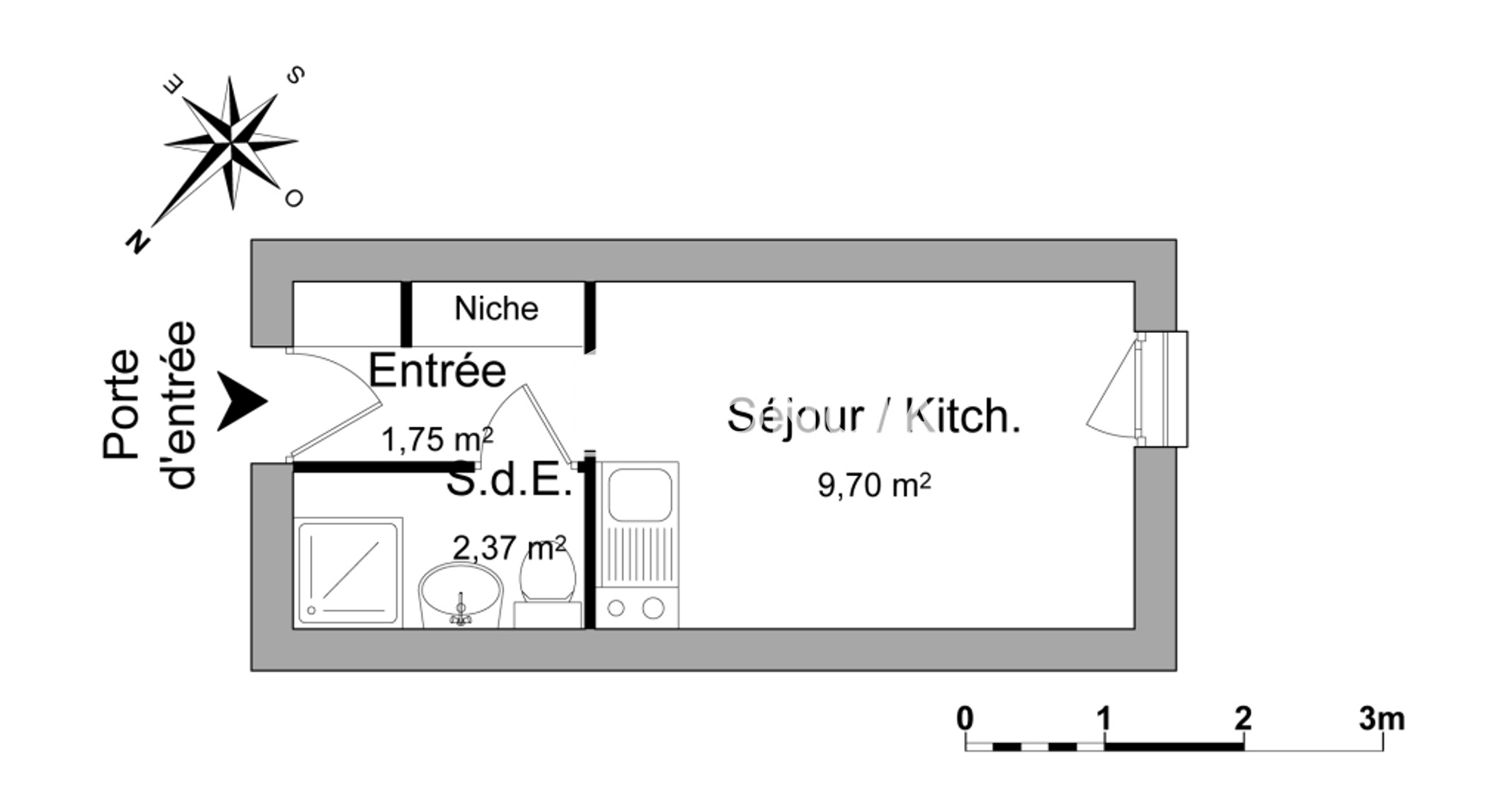Studio (13.82 m²) à louer - Le Mée-sur-seine (77350)