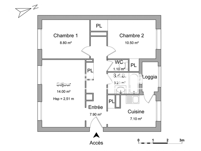 Appartement 3 pièces (52.6 m²) à louer - Aix En Provence (13100)