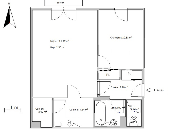 Appartement 2 pièces (46.29 m²) à louer - Cadaujac (33140)