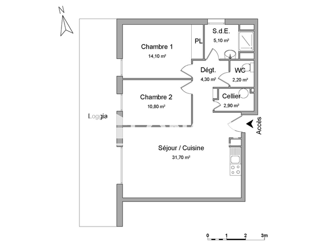 Appartement meublé 3 pièces (71.2 m²) à louer - Lormont (33310)