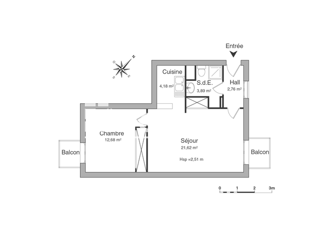 Appartement 2 pièces (45.13 m²) à louer - Moissy Cramayel (77550)