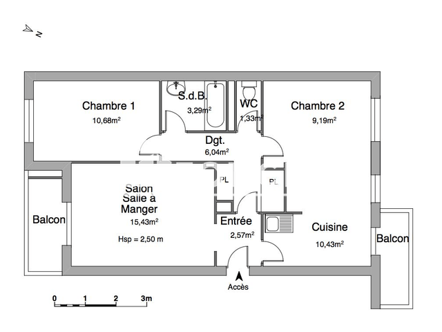 Appartement 3 pièces (58.96 m²) à louer - Juan-les-pins (06160)