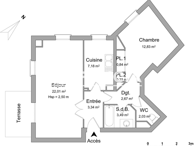 Appartement 2 pièces (54.74 m²) à louer - Pontoise (95300)