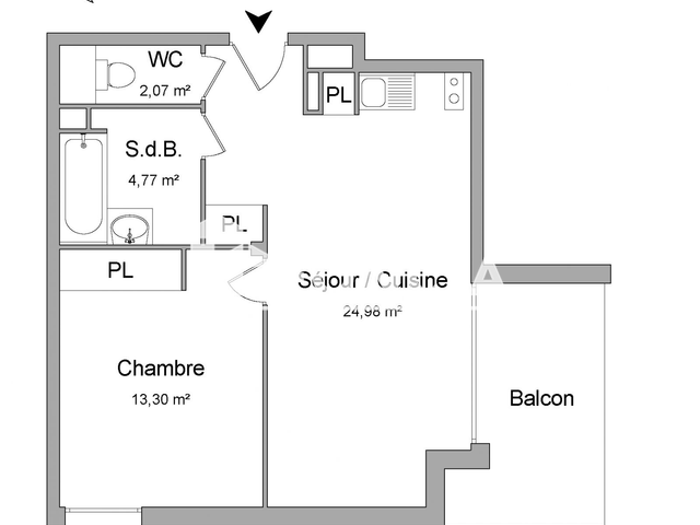 Appartement 2 pièces (45.12 m²) à louer - Aussonne (31840)