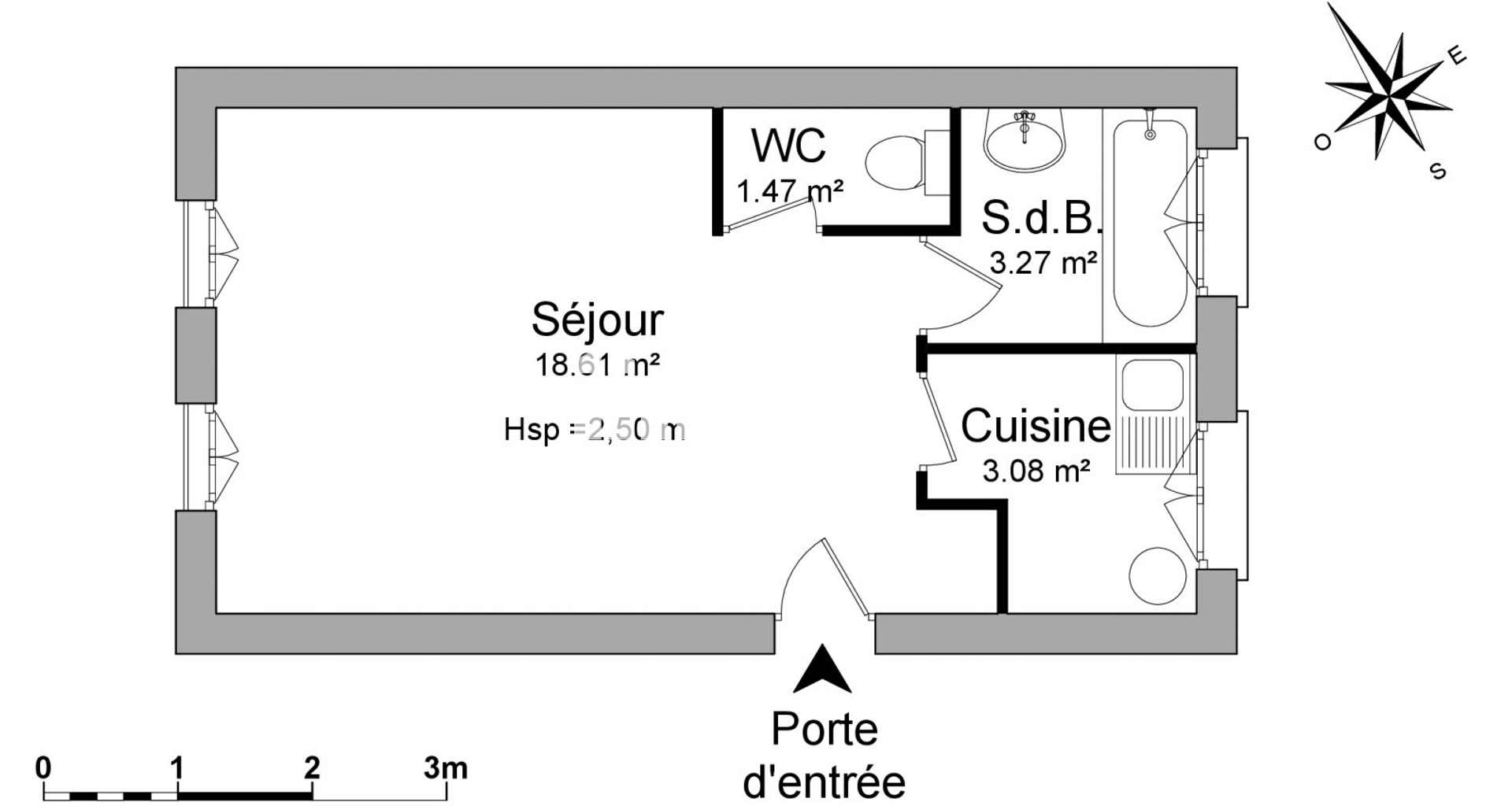 Studio meublé (26.43 m²) à louer - Bordeaux (33800)