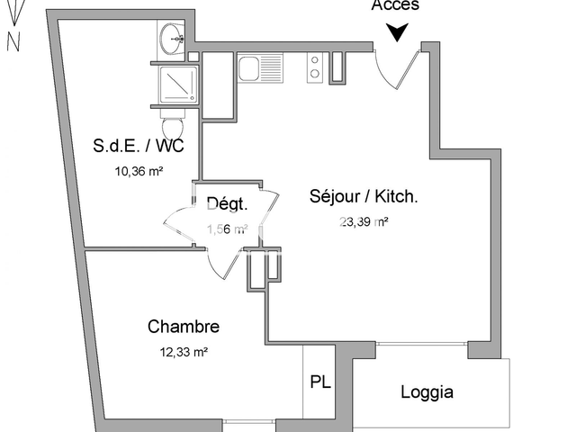Appartement 2 pièces (47.64 m²) à louer - Merignac (33700)