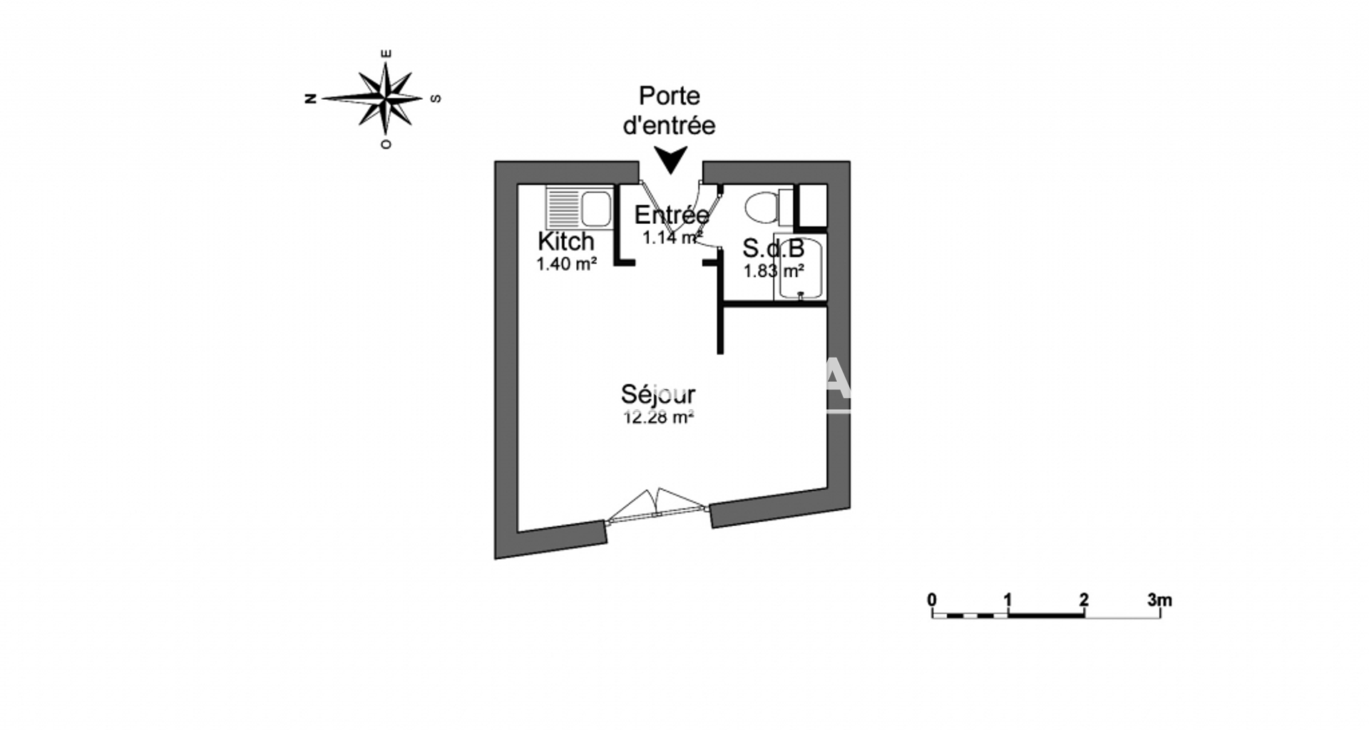 Studio (16.65 m²) à louer - Bussy-saint-georges (77600)