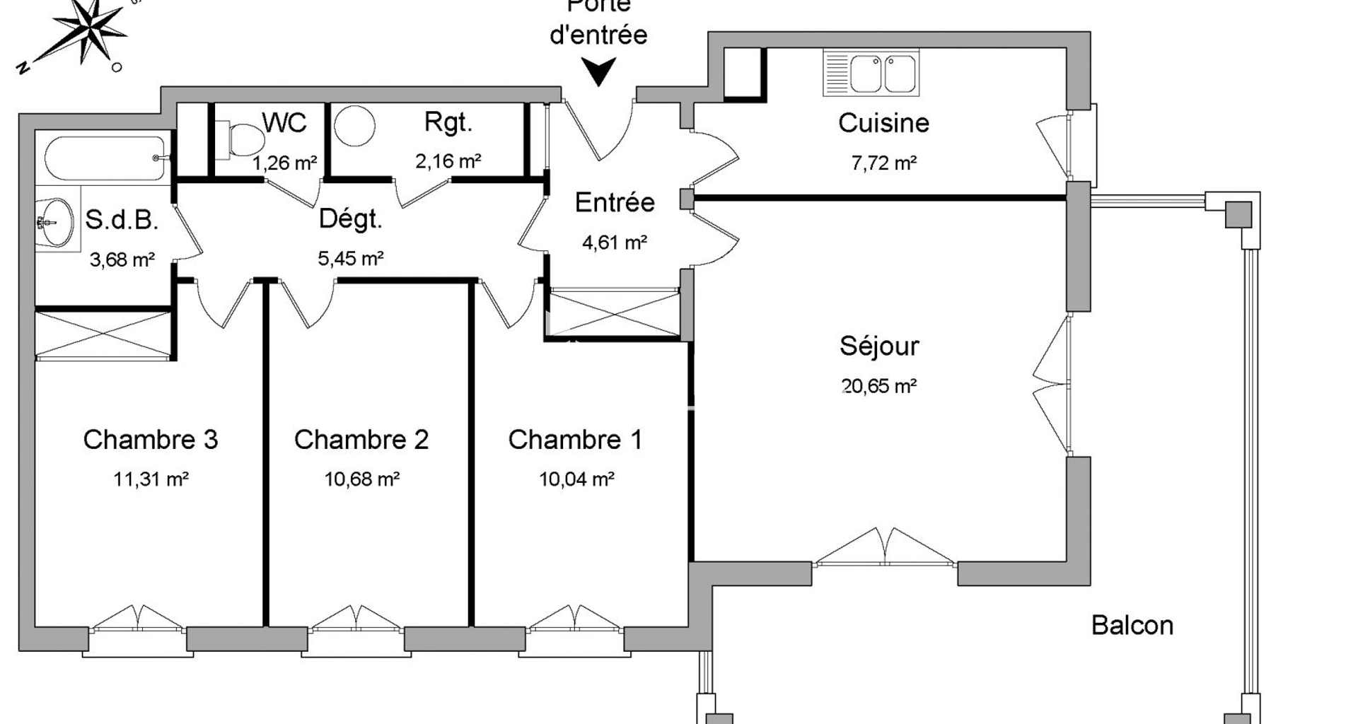 Appartement 4 pièces (77.56 m²) à louer - Saint-ouen-l'aumône (95310)