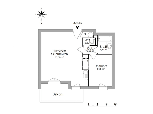Appartement 2 pièces (43 m²) à louer - Aucamville (31140)