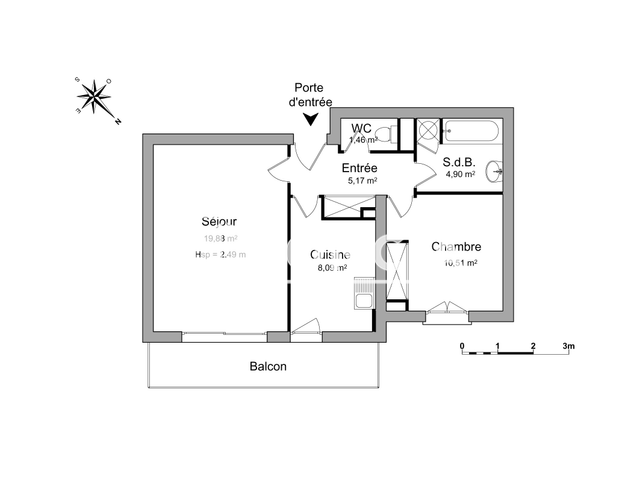 Appartement 2 pièces (50.01 m²) à louer - Pessac (33600)