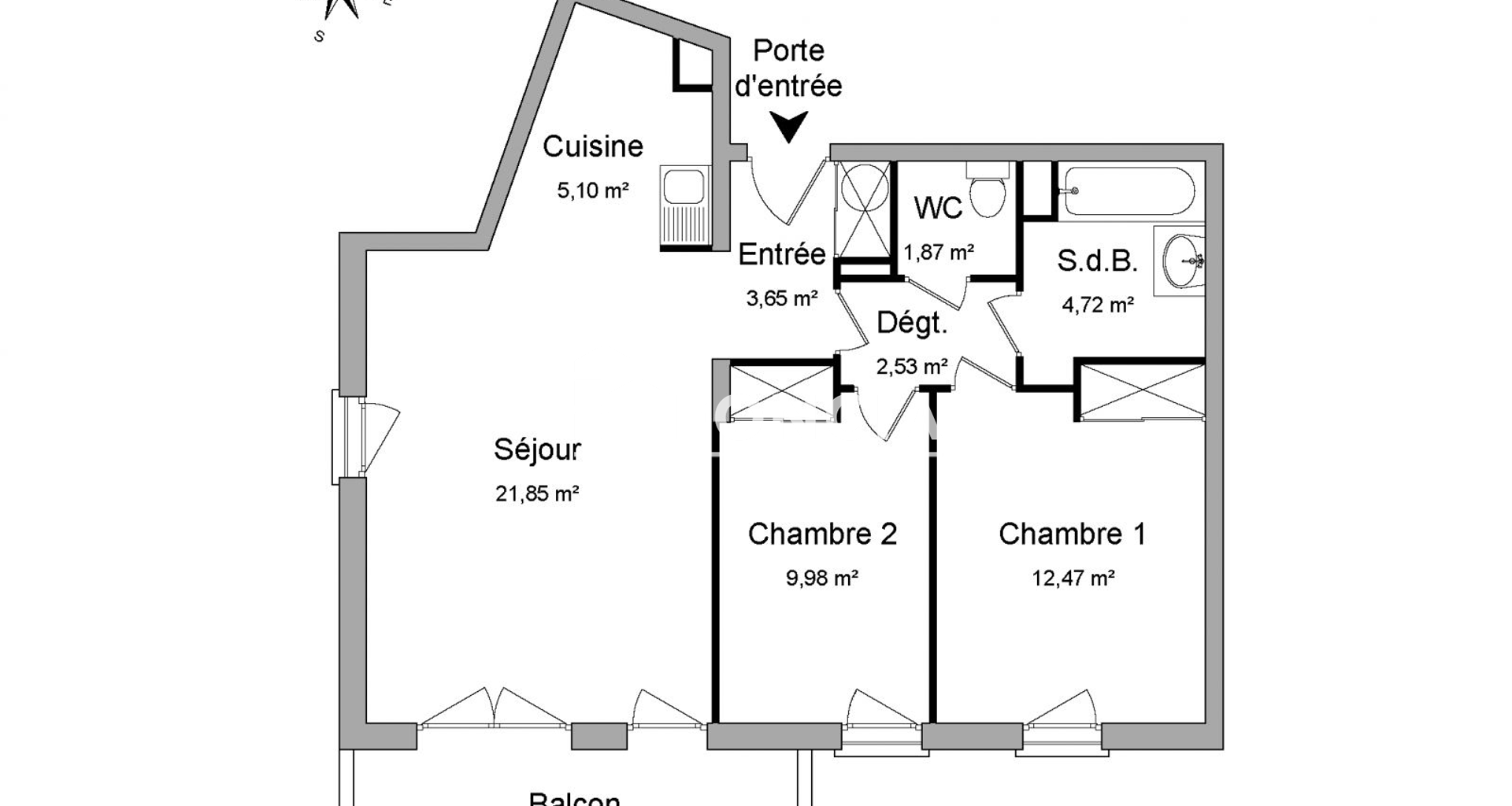 Appartement 3 pièces (62.17 m²) à louer - Osny (95520)