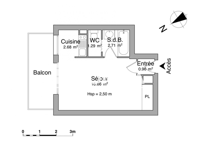 Studio (24.3 m²) à louer - Juan Les Pins (06160)