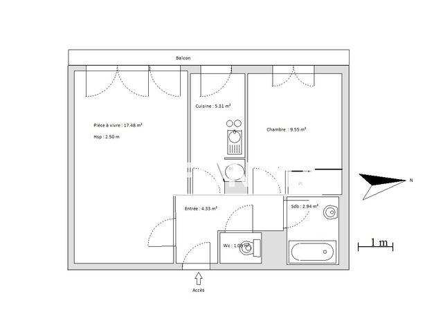 Appartement 2 pièces (40.86 m²) à louer - Bordeaux (33000)