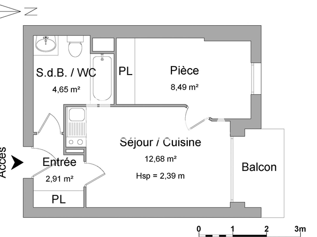 Appartement 2 pièces (28.73 m²) à louer - Toulouse 3ᵉ (31300)