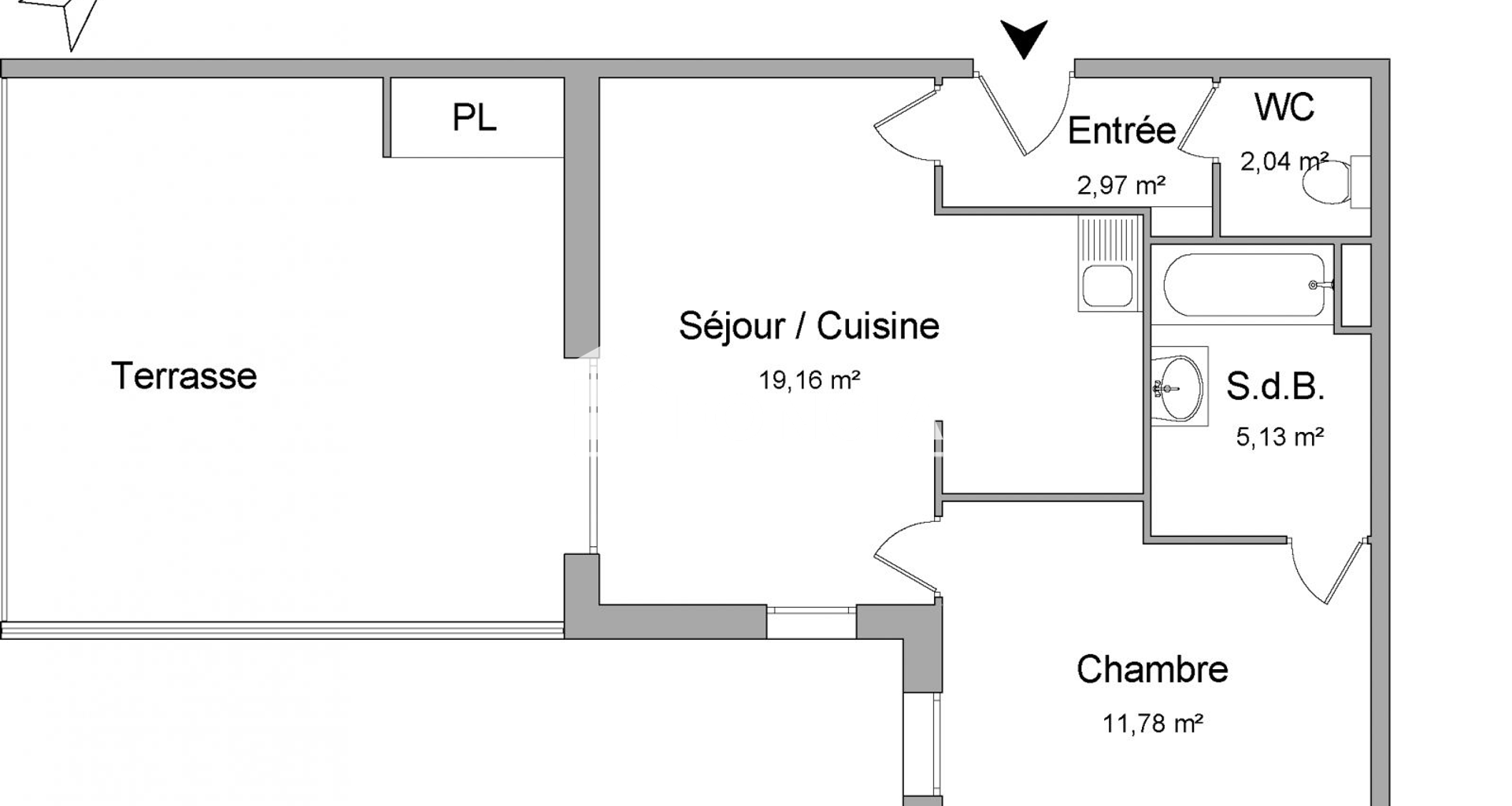 Appartement 2 pièces (41.08 m²) à louer - Cergy (95000)