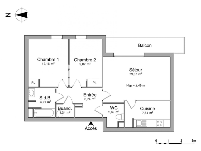Appartement 3 pièces (63.82 m²) à louer - Eysines (33320)
