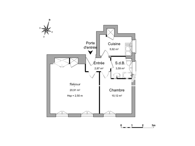 Appartement 2 pièces (43.41 m²) à louer - Aix-en-provence (13100)