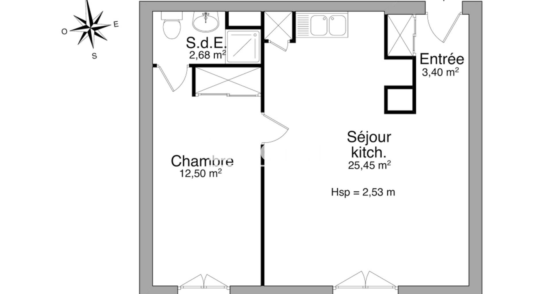 Appartement 2 pièces (44.03 m²) à louer - Savigny-le-temple (77176)