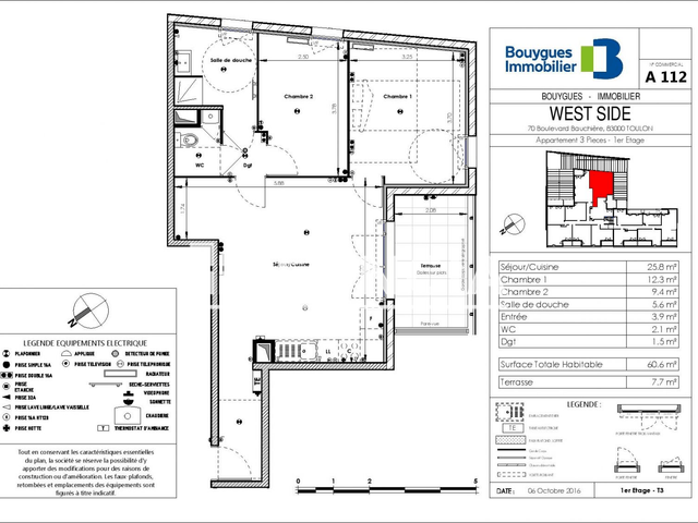 Appartement 3 pièces (60.6 m²) à louer - Toulon (83000)