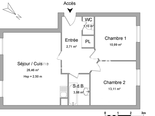 Appartement meublé 3 pièces (58.25 m²) à louer - Toulon (83000)