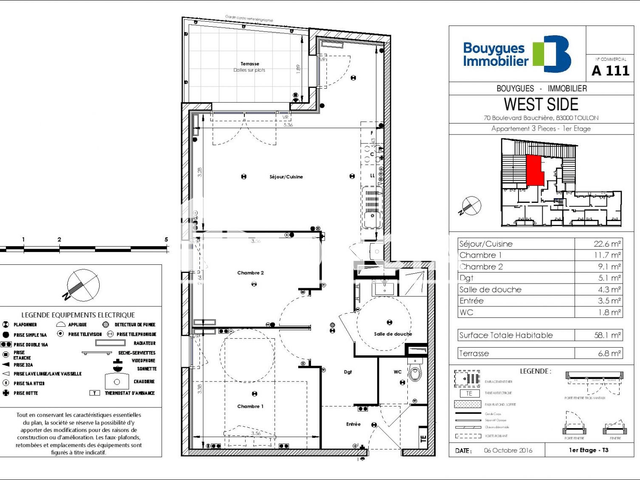 Appartement 3 pièces (58.1 m²) à louer - Toulon (83000)