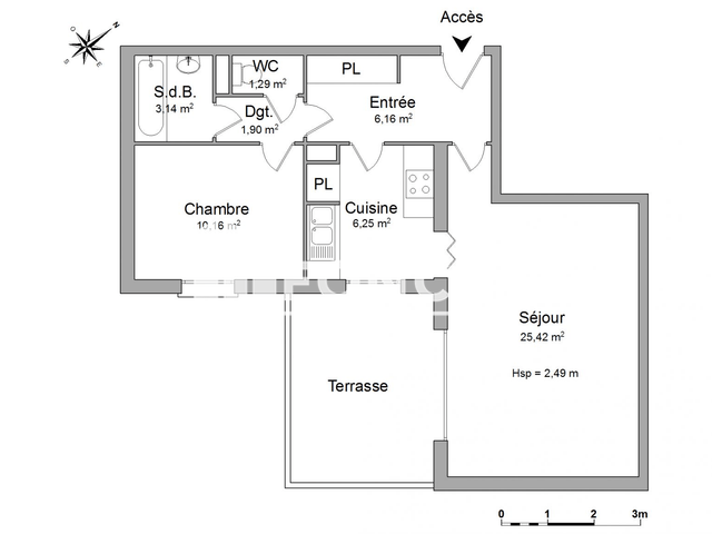 Appartement 2 pièces (54.32 m²) à louer - Ferney Voltaire (01210)