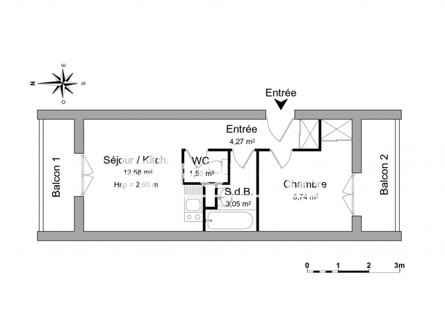 Appartement 2 pièces (30.14 m²) à louer - Evian Les Bains (74500)
