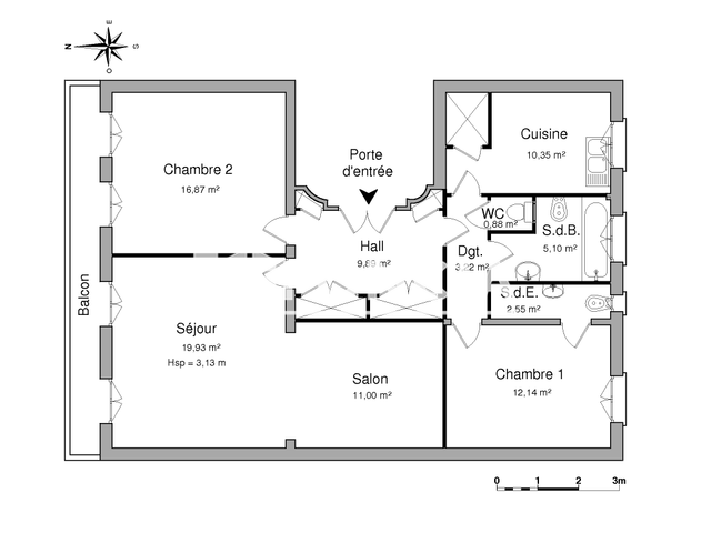 Appartement 4 pièces (91.93 m²) à louer - Toulon (83000)