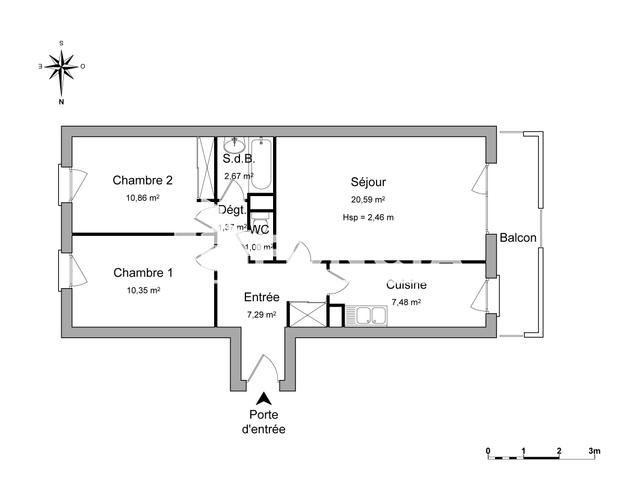 Appartement 3 pièces (61.61 m²) à louer - Chartres (28000)