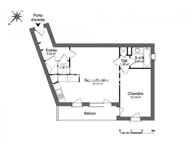 Appartement 2 pièces (49.3 m²) à louer - Lucé (28110)
