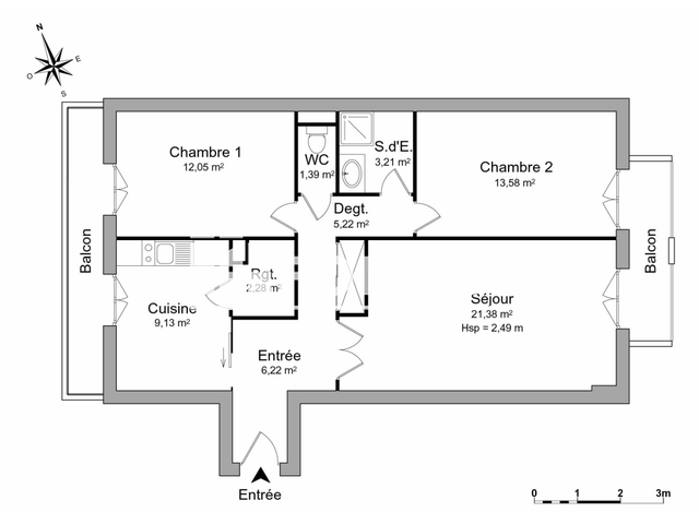 Appartement 3 pièces (74.46 m²) à louer - Leves (28300)