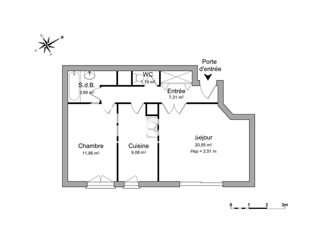 Appartement 2 pièces (53.88 m²) à louer - Chartres (28000)