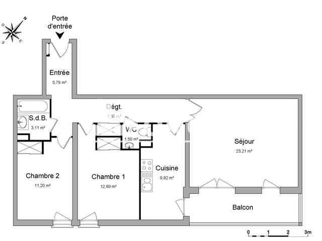 Appartement 3 pièces (74.69 m²) à louer - Chartres (28000)