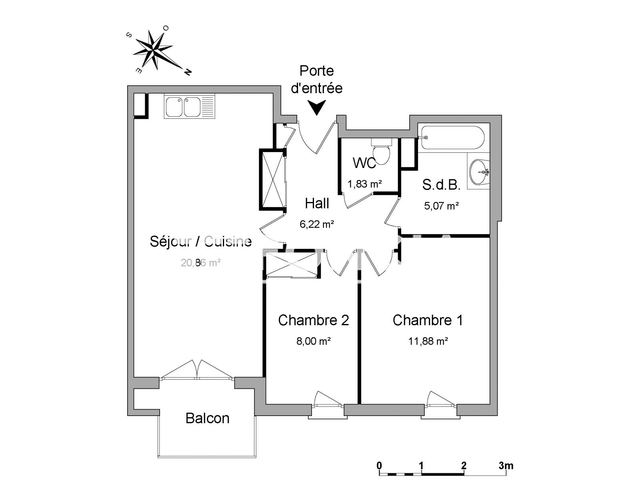 Appartement meublé 3 pièces (53.86 m²) à louer - La Seyne Sur Mer (83500)