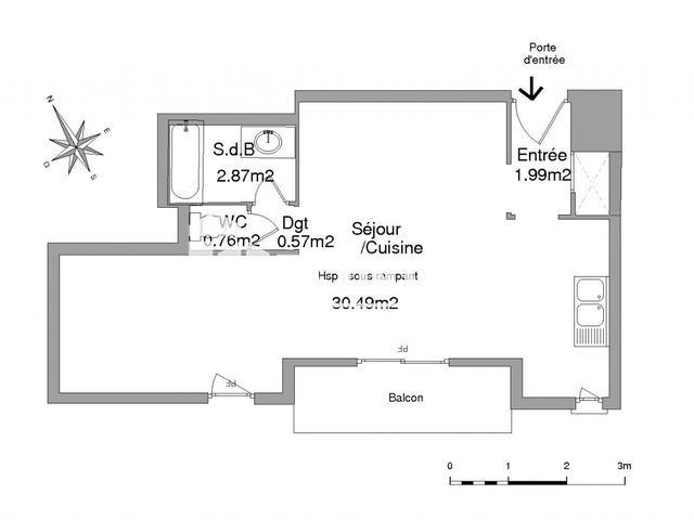 Studio (37.28 m²) à louer - Toulon (83000)