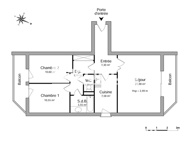 Appartement 3 pièces (68.82 m²) à louer - Annemasse (74100)