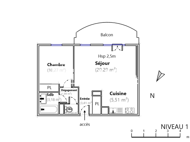 Appartement 2 pièces (45.69 m²) à louer - Vetraz Monthoux (74100)