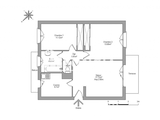 Appartement 3 pièces (57.04 m²) à louer - Toulon (83000)
