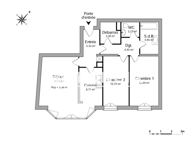 Appartement 3 pièces (70.58 m²) à louer - Chartres (28000)