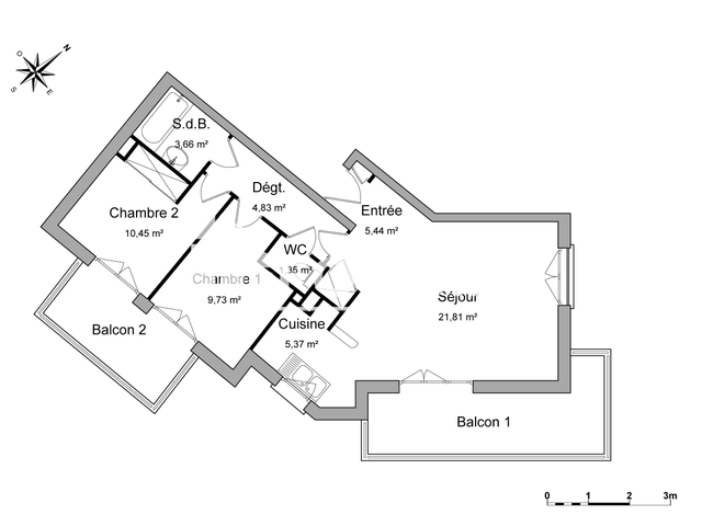 Appartement 3 pièces (62.64 m²) à louer - Saint Julien En Genevois (74160)