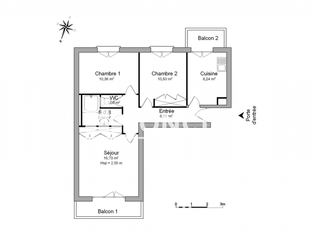 Appartement 3 pièces (57.4 m²) à louer - Thonon Les Bains (74200)